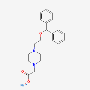 1-Piperazineacetic acid, 4-(2-(diphenylmethoxy)ethyl)-, sodium salt, hemihydrate