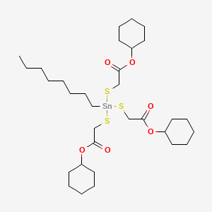 molecular formula C32H56O6S3Sn B14558282 Cyclohexyl 2-[bis[(2-cyclohexyloxy-2-oxoethyl)sulfanyl]-octylstannyl]sulfanylacetate CAS No. 62084-13-3