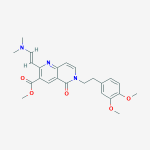 molecular formula C24H27N3O5 B1455952 methyl 6-[2-(3,4-dimethoxyphenyl)ethyl]-2-[(E)-2-(dimethylamino)vinyl]-5-oxo-5,6-dihydro-1,6-naphthyridine-3-carboxylate CAS No. 1374510-73-2