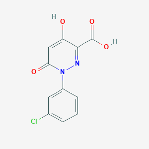 molecular formula C11H7ClN2O4 B1455983 1-(3-Chlorophenyl)-4-hydroxy-6-oxo-1,6-dihydro-3-pyridazinecarboxylic acid CAS No. 339029-56-0