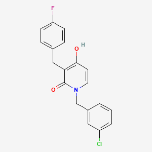 molecular formula C19H15ClFNO2 B1455993 1-(3-chlorobenzyl)-3-(4-fluorobenzyl)-4-hydroxy-2(1H)-pyridinone CAS No. 477856-05-6