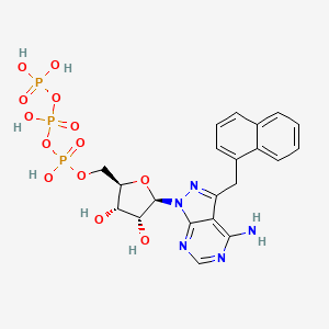 molecular formula C21H24N5O13P3 B1456043 1-[5-O-(Hydroxy{[hydroxy(phosphonooxy)phosphoryl]oxy}phosphoryl)-beta-D-ribofuranosyl]-3-[(naphthalen-1-yl)methyl]-1H-pyrazolo[3,4-d]pyrimidin-4-amine CAS No. 476371-81-0