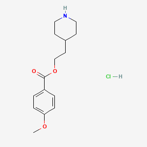 molecular formula C15H22ClNO3 B1456056 2-(4-Piperidinyl)ethyl 4-methoxybenzoate hydrochloride CAS No. 1220021-18-0