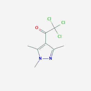 molecular formula C8H9Cl3N2O B1456068 2,2,2-Trichloro-1-(1,3,5-trimethyl-1H-pyrazol-4-yl)ethanone CAS No. 1306739-71-8