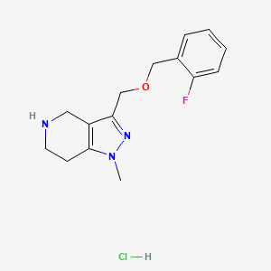molecular formula C15H19ClFN3O B1456074 3-{[(2-fluorobenzyl)oxy]methyl}-1-methyl-4,5,6,7-tetrahydro-1H-pyrazolo[4,3-c]pyridine hydrochloride CAS No. 1332531-31-3
