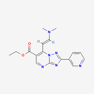molecular formula C17H18N6O2 B1456080 7-[(E)-2-(二甲氨基)乙烯基]-2-吡啶-3-基[1,2,4]三唑并[1,5-a]嘧啶-6-羧酸乙酯 CAS No. 1306753-73-0