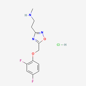 molecular formula C12H14ClF2N3O2 B1456089 (2-{5-[(2,4-Difluorophenoxy)methyl]-1,2,4-oxadiazol-3-yl}ethyl)methylamine hydrochloride CAS No. 1332529-66-4