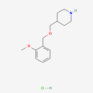 molecular formula C14H22ClNO2 B1456101 4-{[(2-甲氧基苄基)氧基]甲基}哌啶盐酸盐 CAS No. 1220027-34-8