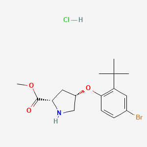 molecular formula C16H23BrClNO3 B1456103 Methyl (2S,4S)-4-[4-bromo-2-(tert-butyl)phenoxy]-2-pyrrolidinecarboxylate hydrochloride CAS No. 1354488-15-5
