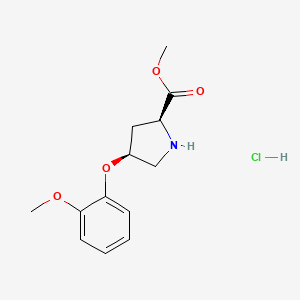 molecular formula C13H18ClNO4 B1456104 盐酸甲基 (2S,4S)-4-(2-甲氧基苯氧基)-2-吡咯烷甲酸酯 CAS No. 1354487-98-1