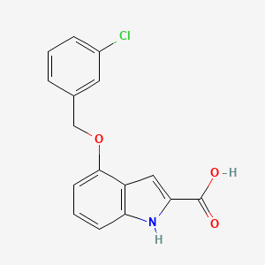 molecular formula C16H12ClNO3 B1456120 4-[(3-chlorobenzyl)oxy]-1H-indole-2-carboxylic acid CAS No. 1215609-58-7