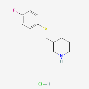 molecular formula C12H17ClFNS B1456133 3-(((4-Fluorophenyl)thio)methyl)piperidine hydrochloride CAS No. 1289385-78-9