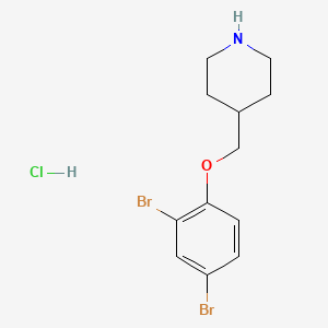 molecular formula C12H16Br2ClNO B1456138 4-[(2,4-Dibromophenoxy)methyl]piperidine hydrochloride CAS No. 1220019-36-2