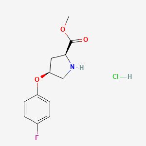 molecular formula C12H15ClFNO3 B1456156 Methyl (2S,4S)-4-(4-fluorophenoxy)-2-pyrrolidinecarboxylate hydrochloride CAS No. 753403-75-7