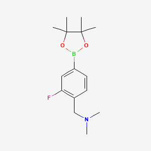 molecular formula C15H23BFNO2 B1456162 4-(N,N-二甲氨基甲基)-3-氟苯基硼酸，二茂六甲环酯 CAS No. 2040476-05-7