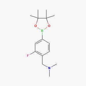 molecular formula C15H23BFNO2 B1456162 1-(2-Fluoro-4-(4,4,5,5-tetramethyl-1,3,2-dioxaborolan-2-yl)phenyl)-N,N-dimethylmethanamine CAS No. 2040476-05-7