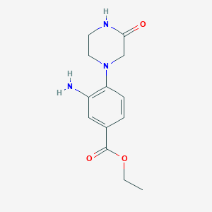 molecular formula C13H17N3O3 B1456177 Ethyl 3-amino-4-(3-oxo-1-piperazinyl)benzoate CAS No. 1219964-69-8