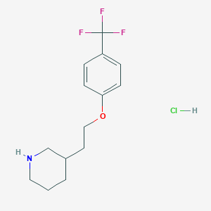 molecular formula C14H19ClF3NO B1456178 3-{2-[4-(Trifluoromethyl)phenoxy]ethyl}piperidine hydrochloride CAS No. 1219972-00-5