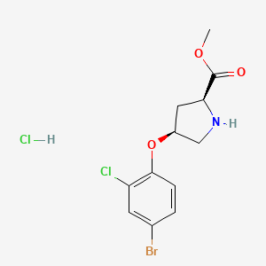 molecular formula C12H14BrCl2NO3 B1456185 Methyl (2S,4S)-4-(4-bromo-2-chlorophenoxy)-2-pyrrolidinecarboxylate hydrochloride CAS No. 1354487-92-5