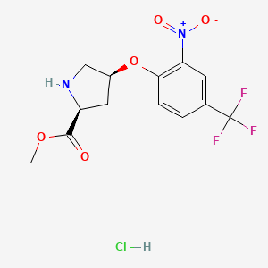 molecular formula C13H14ClF3N2O5 B1456195 甲基 (2S,4S)-4-[2-硝基-4-(三氟甲基)-苯氧基]-2-吡咯烷甲酸盐酸盐 CAS No. 1354486-89-7