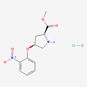 molecular formula C12H15ClN2O5 B1456213 Methyl (2S,4S)-4-(2-nitrophenoxy)-2-pyrrolidinecarboxylate hydrochloride CAS No. 1354487-58-3