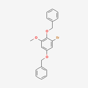 molecular formula C21H19BrO3 B14562245 Benzene, 1-bromo-3-methoxy-2,5-bis(phenylmethoxy)- CAS No. 61654-68-0