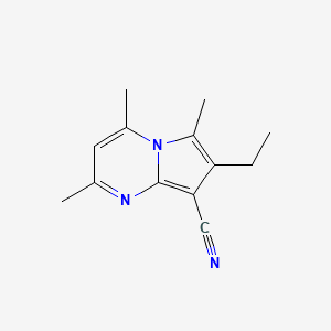 molecular formula C13H15N3 B14562323 Pyrrolo[1,2-a]pyrimidine-8-carbonitrile, 7-ethyl-2,4,6-trimethyl- CAS No. 62136-33-8