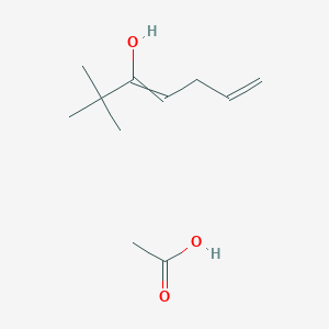 molecular formula C11H20O3 B14562465 Acetic acid;2,2-dimethylhepta-3,6-dien-3-ol CAS No. 61666-20-4