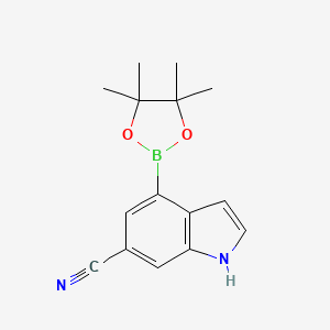 molecular formula C15H17BN2O2 B1456271 4-(4,4,5,5-Tetramethyl-1,3,2-dioxaborolan-2-YL)-1H-indole-6-carbonitrile CAS No. 955979-23-4
