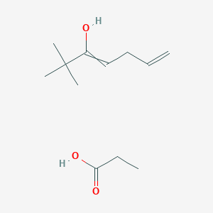 2,2-Dimethylhepta-3,6-dien-3-ol;propanoic acid