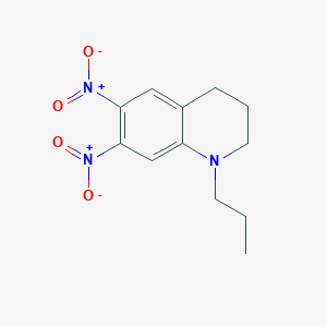 molecular formula C12H15N3O4 B14563215 Quinoline, 1,2,3,4-tetrahydro-6,7-dinitro-1-propyl- CAS No. 61862-86-0