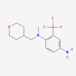 molecular formula C14H19F3N2O B1456322 1-N-methyl-1-N-(oxan-4-ylmethyl)-2-(trifluoromethyl)benzene-1,4-diamine CAS No. 1219979-39-1