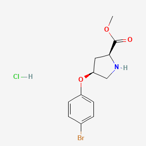 molecular formula C12H15BrClNO3 B1456330 Methyl (2S,4S)-4-(4-bromophenoxy)-2-pyrrolidinecarboxylate hydrochloride CAS No. 1354488-16-6