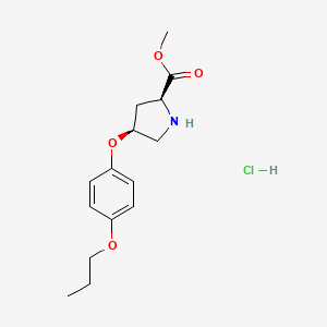 molecular formula C15H22ClNO4 B1456340 Methyl (2S,4S)-4-(4-propoxyphenoxy)-2-pyrrolidinecarboxylate hydrochloride CAS No. 1354487-48-1