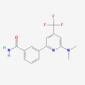 molecular formula C15H14F3N3O B1456344 3-(6-二甲氨基-4-三氟甲基-吡啶-2-基)-苯甲酰胺 CAS No. 1208082-02-3