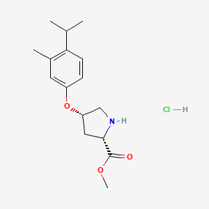 molecular formula C16H24ClNO3 B1456345 Methyl (2S,4S)-4-(4-isopropyl-3-methylphenoxy)-2-pyrrolidinecarboxylate hydrochloride CAS No. 1354484-73-3