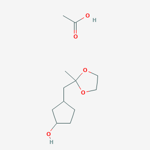 Acetic acid;3-[(2-methyl-1,3-dioxolan-2-yl)methyl]cyclopentan-1-ol