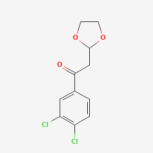 molecular formula C11H10Cl2O3 B1456362 1-(3,4-二氯苯基)-2-(1,3-二氧戊环-2-基)-乙酮 CAS No. 1263365-49-6