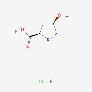 molecular formula C7H14ClNO3 B1456364 (2R,4R)-4-Methoxy-1-methylpyrrolidine-2-carboxylic acid hydrochloride CAS No. 1215385-33-3