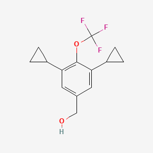 molecular formula C14H15F3O2 B1456375 (3,5-二环丙基-4-(三氟甲氧基)苯基)甲醇 CAS No. 1350760-73-4