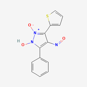 4H-Pyrazol-4-one, 3-phenyl-5-(2-thienyl)-, oxime, 1,2-dioxide