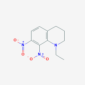 molecular formula C11H13N3O4 B14563783 Quinoline, 1-ethyl-1,2,3,4-tetrahydro-7,8-dinitro- CAS No. 61862-89-3