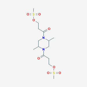 molecular formula C14H26N2O8S2 B14563793 Piperazine, 2,5-dimethyl-1,4-bis[3-[(methylsulfonyl)oxy]-1-oxopropyl]- CAS No. 61800-74-6