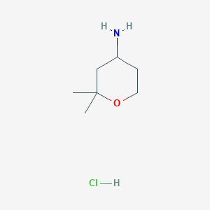 molecular formula C7H16ClNO B1456400 2,2-Dimethyl-tetrahydro-pyran-4-ylamine hydrochloride CAS No. 90048-31-0