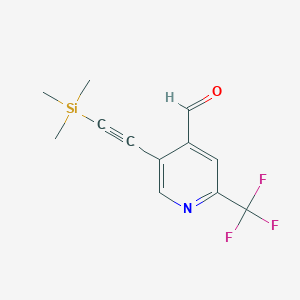 molecular formula C12H12F3NOSi B1456411 2-(Trifluoromethyl)-5-((trimethylsilyl)ethynyl)isonicotinaldehyde CAS No. 1356087-40-5