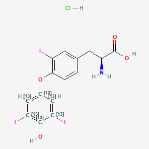 molecular formula C15H13ClI3NO4 B1456431 (2S)-2-氨基-3-[4-(4-羟基-3,5-二碘(1,2,3,4,5,6-13C6)环己-1,3,5-三烯-1-基)氧基-3-碘苯基]丙酸；盐酸盐 CAS No. 1217676-14-6