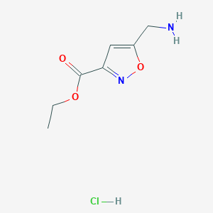 molecular formula C7H11ClN2O3 B1456465 [3-(Ethoxycarbonyl)isoxazol-5-YL]methanaminium chloride CAS No. 612511-84-9
