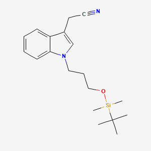molecular formula C19H28N2OSi B1456467 2-{1-[3-(t-Butyldimethylsilyloxy)propyl]indole-3-yl}acetonitrile CAS No. 1312995-87-1