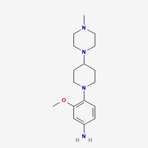 molecular formula C17H28N4O B1456471 3-甲氧基-4-(4-(4-甲基哌嗪-1-基)哌啶-1-基)苯胺 CAS No. 1254058-34-8