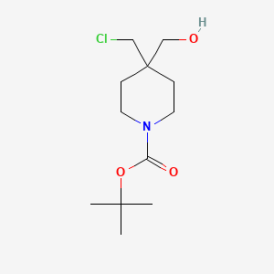 molecular formula C12H22ClNO3 B1456513 叔丁基 4-(氯甲基)-4-(羟甲基)哌啶-1-羧酸酯 CAS No. 1312131-45-5